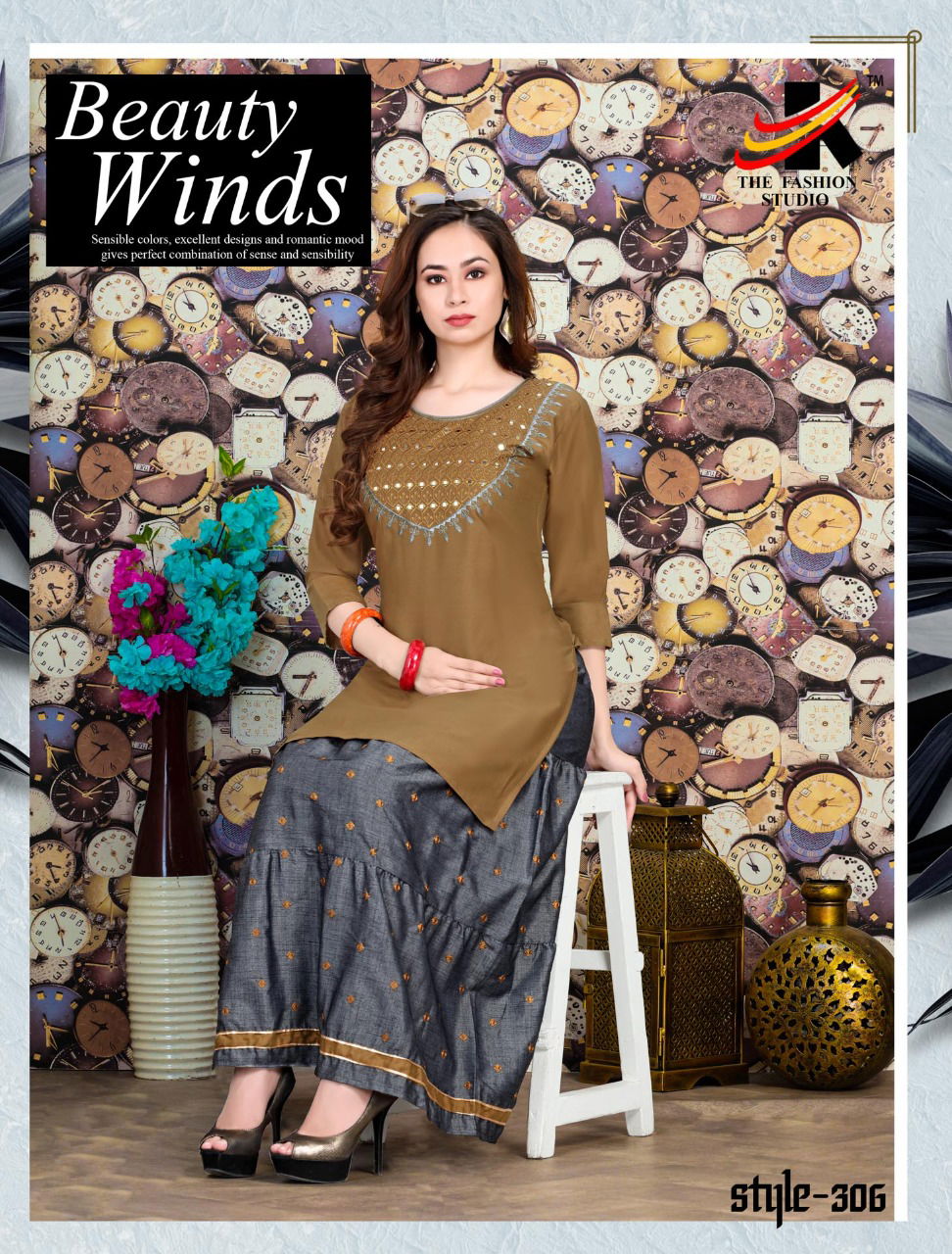 The Fashion Studio Classic 1  Rayon Skirt With Embroidery Work Premium Latest Fancy Designer Kurti With Skirt Collection
